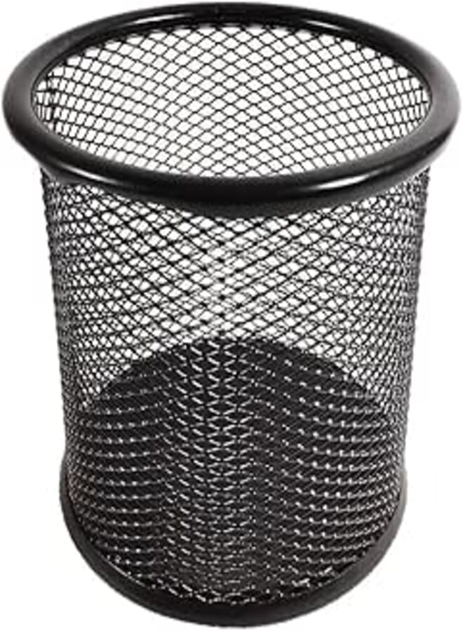 Cylindrical Iron Metal Mesh Pen, Pencil Holder Desk Organizer, Office Accessories